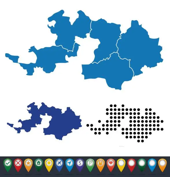 Vector illustration of Set maps of Basel-Landschaft province