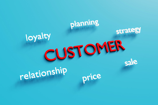 Customer concept. Marketing and customer strategy words