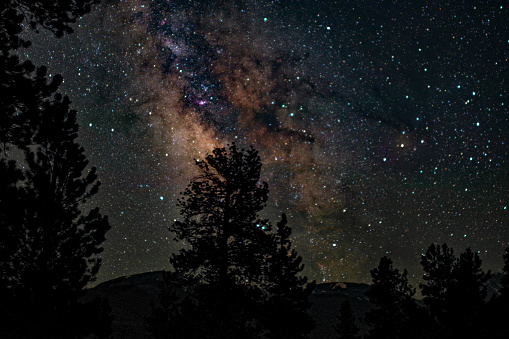 An image of the night sky, including the milky way, at Twin Lakes campground in Colorado.