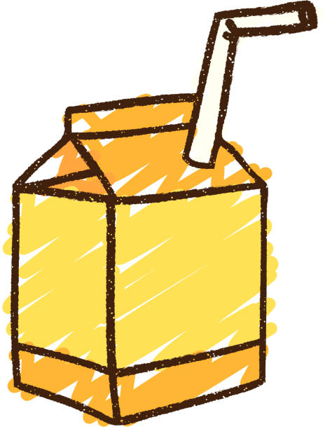 Orange Juice Chalk Drawing Orange Juice Chalk Drawing juice carton stock illustrations