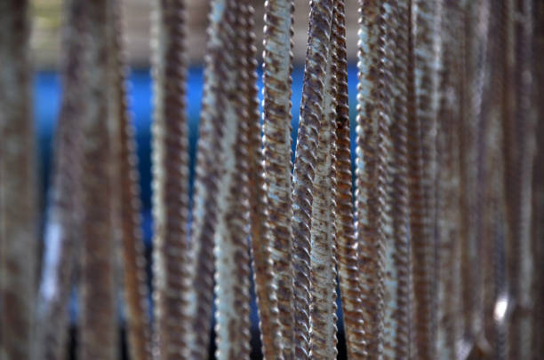 old rusty steel metal gate fence close-up on rungs