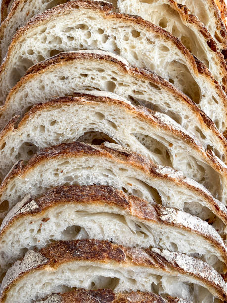 istock Slices of fresh bread background 1408517241