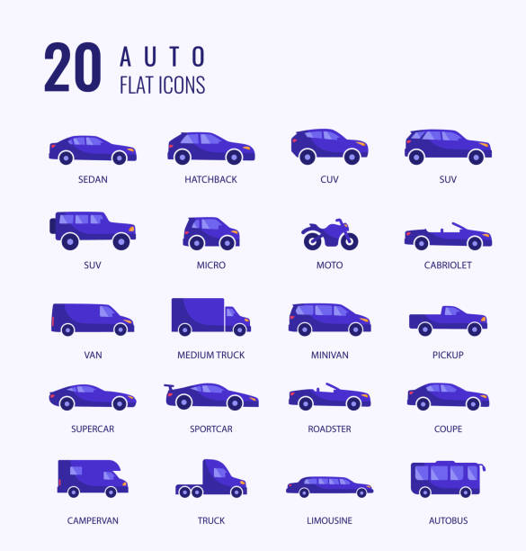 Car auto icon. Car types set. Vector illustration Car auto icon. Car types set. Vector illustration sedan stock illustrations