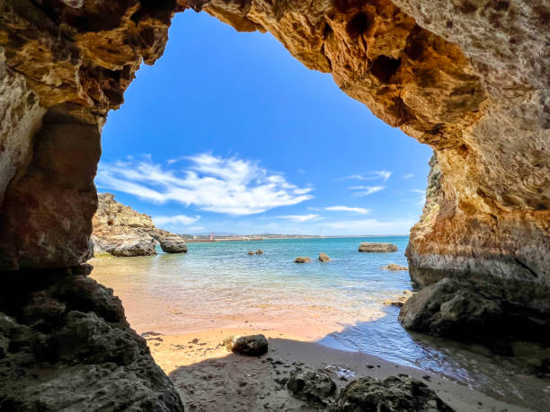 istock Beautiful view inside The Cave in Lagos Algarve 1408519112