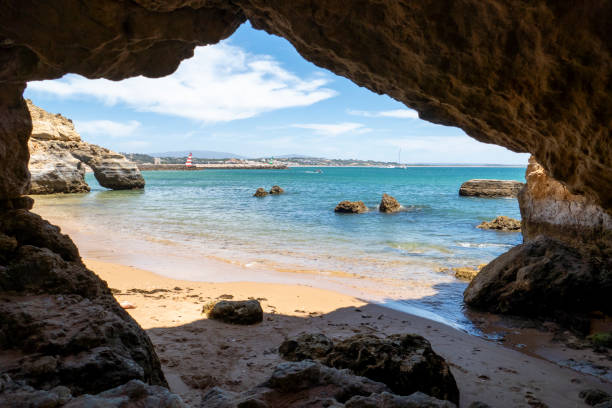 istock Beautiful view inside The Cave in Lagos Algarve 1408519113