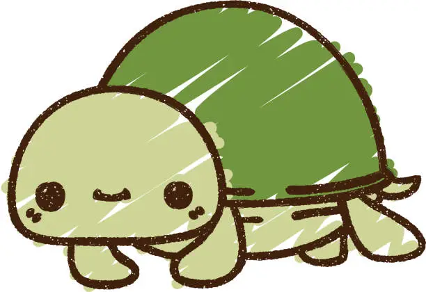 Vector illustration of Cute Turtle Chalk Drawing