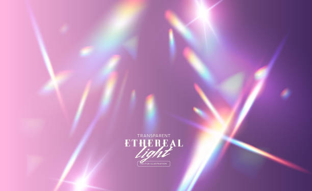 Ethereal Overlay crystal light refraction Flare Effect Ethereal Overlay crystal light refraction pattern for adding effects to background layouts. Vector illustration. rainbow light effect transparent stock illustrations