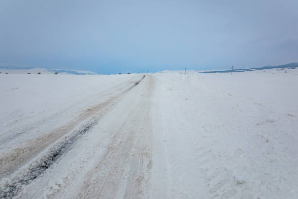 snowy road and landscape background