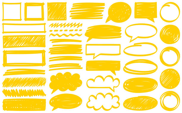 Hand drawn design elements Set of hand drawn design elements. Vector frames, speech bubbles, backgrounds and different shapes. underline illustrations stock illustrations