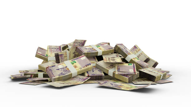 istock 3D Stack of 200 Namibian dollar notes isolated on white background 1408535167