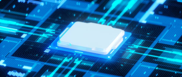 istock 3D rendering of cyberpunk AI. Circuit board. Technology background. Central Computer Processors CPU and GPU concept. Motherboard digital chip. Tech science background. 1408545999