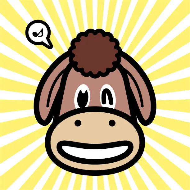 Vector illustration of Cute character design of the donkey