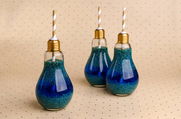 istock Transparent blue drink with chia seeds 1408550546
