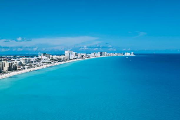 istock Panoramic view from the top to Cancun beach, Mexico 1408554474