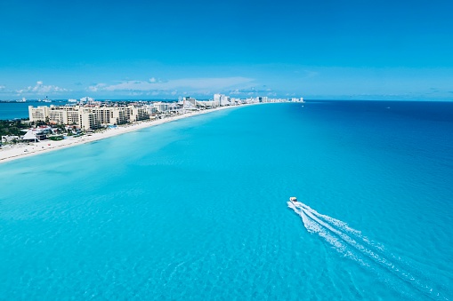 Top view beach background Cancun