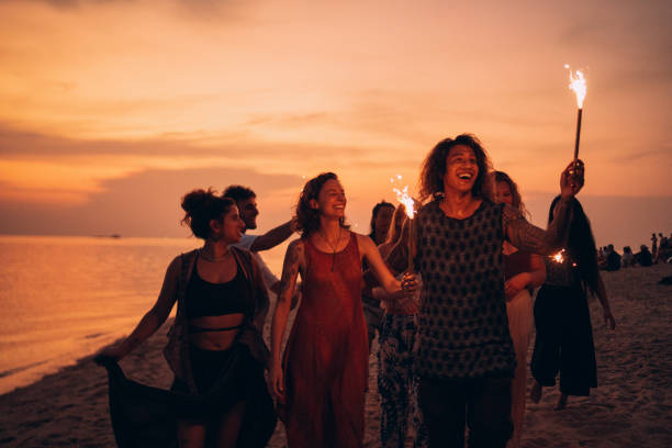 istock Friends on the beach party 1408556952