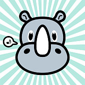 istock Cute character design of the rhinoceros 1408560975
