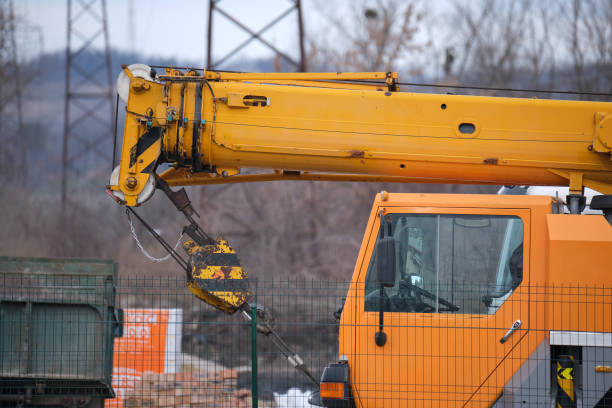 istock Heavy duty mobile lifting crane at construction site 1408564703