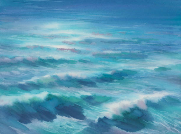 istock Blue lagoon sea watercolor landscape. Abstract background 1408572791