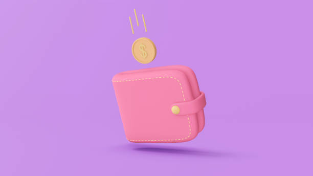 istock 3d illustration when fly coin in portmone. Wallet with Dollar coin falling in it. 3d rendering. 1408575342