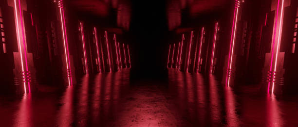 istock Elegant Deep Immersion Space Tunnel Architectural Corridor Dark Red Abstract Modern Background Wallpaper 3D Rendering 1408579437