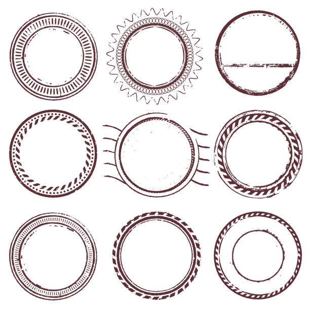 stockillustraties, clipart, cartoons en iconen met circular postal rubber stamps set - autoriteit