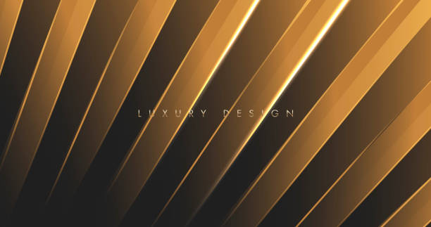 istock Golden metal plates creating striped texture, abstract premium background 1408583102