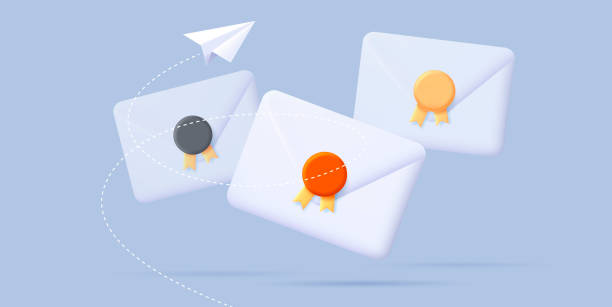 切手と紙飛行機の封筒の3dイラスト - air mail mail envelope blank点のイラスト素材／クリップアート素材／マンガ素材／アイコン素材