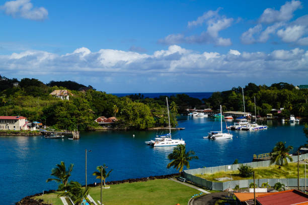 saint lucia - st lucia bay caribbean marigot bay stock-fotos und bilder