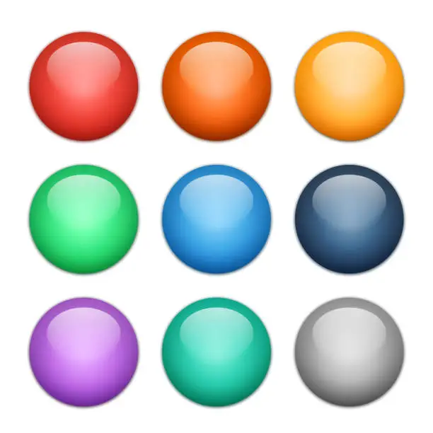 Vector illustration of Set of multicolored glass spheres with shadows