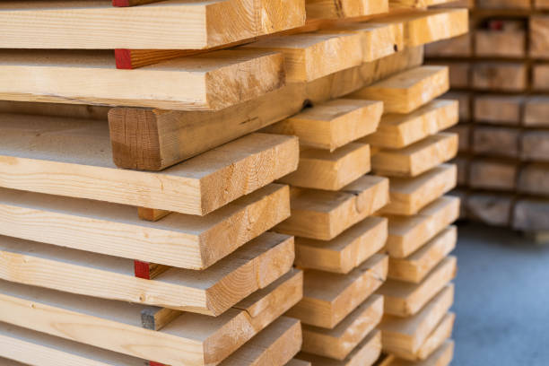 istock Wooden slats on a construction site 1408586255