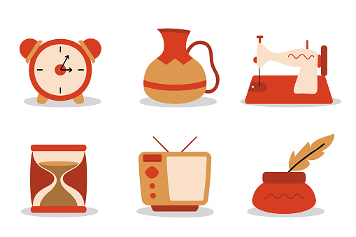 Set of items for decorated home drawing style vector