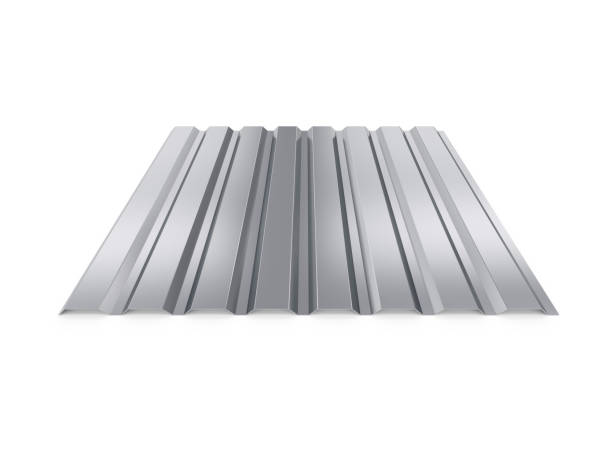 istock Corrugated metal sheet. 3d illustration isolated on white background, 3d rendering 1408587562