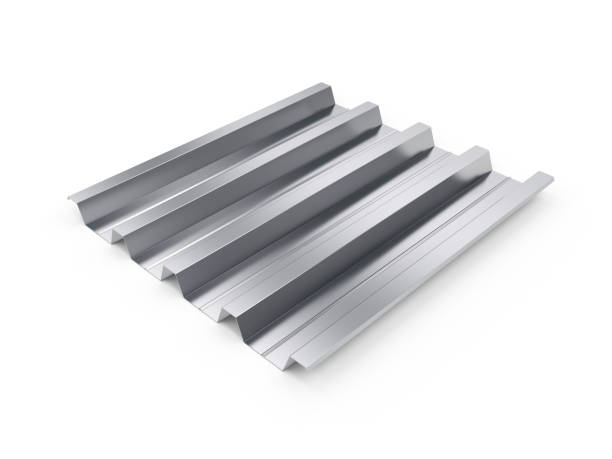 istock Corrugated metal sheet. 3d illustration isolated on white background, 3d rendering 1408587570