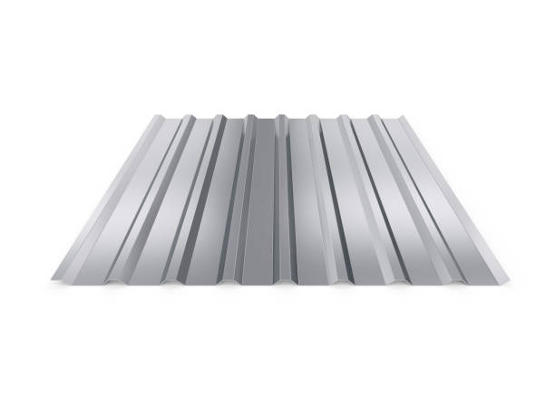 istock Corrugated metal sheet. 3d illustration isolated on white background, 3d rendering 1408587573