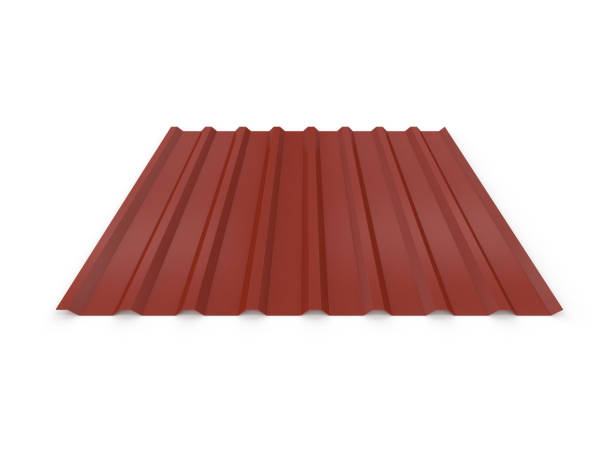 istock Corrugated metal sheet. 3d illustration isolated on white background, 3d rendering 1408587583