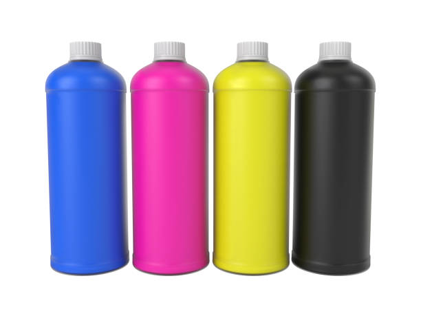 istock CMYK colors bottles, isolated on white background, 3d rendering 1408591017