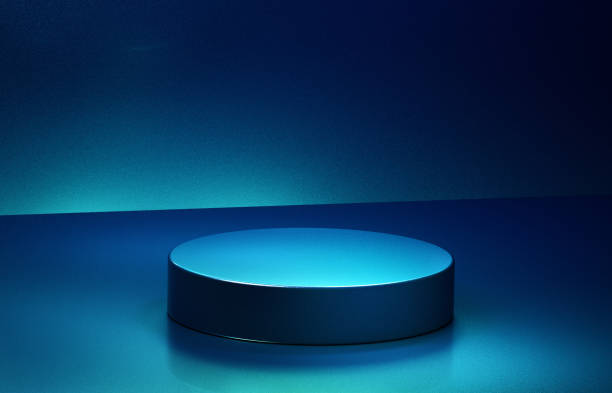 istock Empty round blue podium. 3d computer graphic template of displaying place for your products. 1408592023