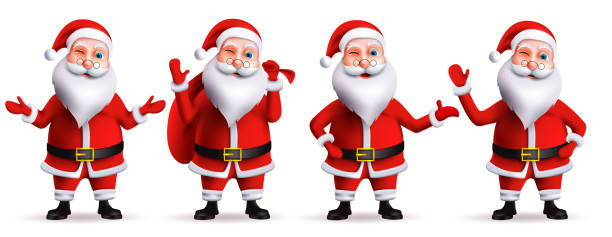 istock Santa claus christmas character vector set. Santa claus in 3d realistic characters with waving and friendly gestures in smiling facial expression for xmas collection design. 1408592922