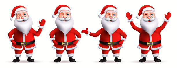 istock Santa claus christmas characters vector set. Santa claus in 3d realistic characters in friendly facial expression isolated in white background for xmas collection design. 1408592992