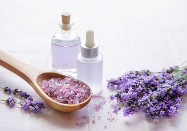 istock Aromatherapy lavender bath salt and massage oil 1408600512