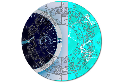 clock with several functions, time, humidity, temperature on abstract background