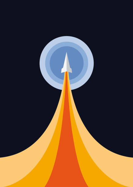 Space tourism. Rocket or spaceship that takes off to take tourists to see the earth from space. Abstract vector illustration. Space tourism. Rocket or spaceship that takes off to take tourists to see the earth from space. Abstract vector illustration. space exploration stock illustrations