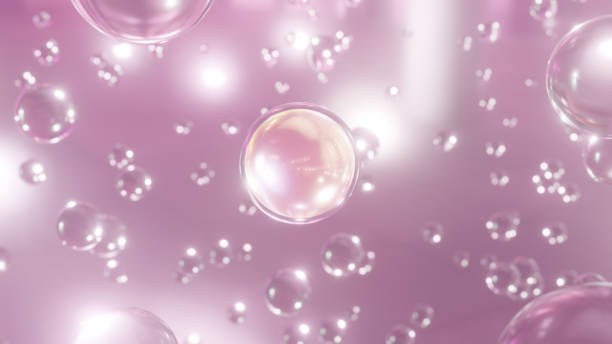 istock 3D cosmetic rendering Pink Bubbles of serum on a blurry background 1408603171