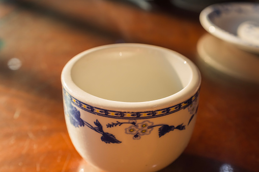 Coffee cup with japanese kintsugi technique for repairing broken ceramics
