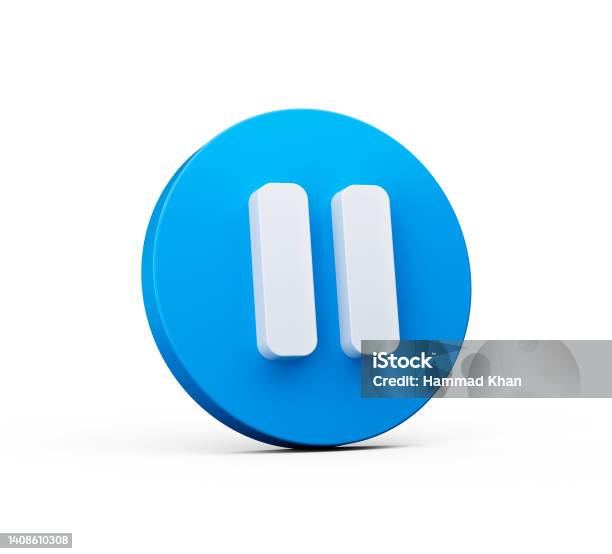 Pause Button Blue Pause Button 3d Blue Button Isolated On White Background 3d ...
