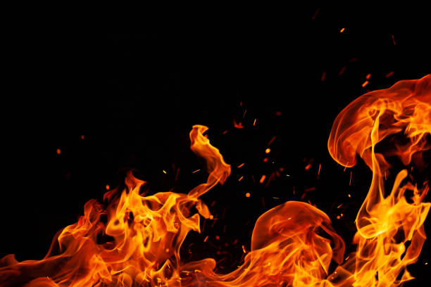 istock Abstract background with a border of bright blazing fire 1408610814