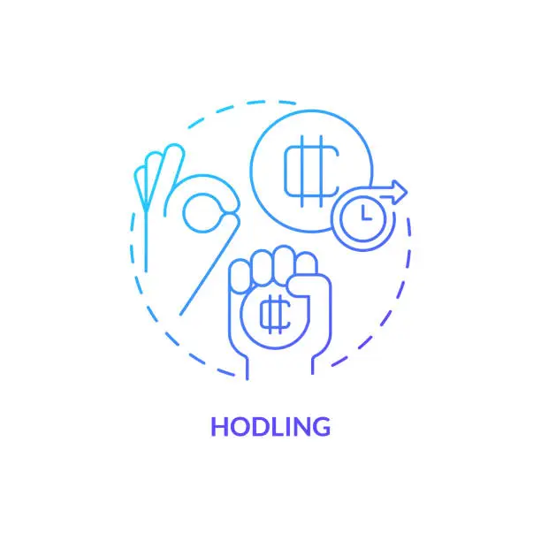 Vector illustration of HODLing blue gradient concept icon