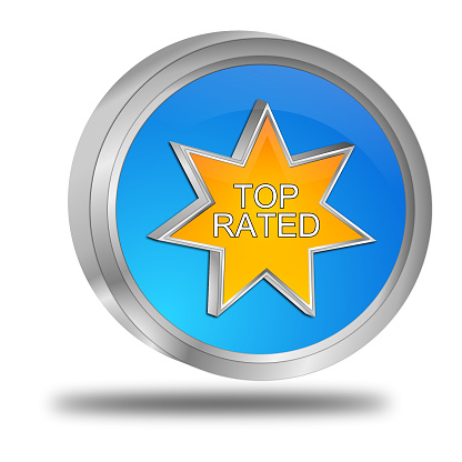 top rated button - 3D illustration
