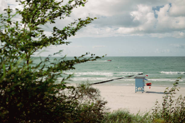 istock Seaside beach in Ustka, Lifeguard booth, Baltic Sea 1408617802